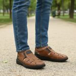 RE-REDUCERE Pantofi de vara lati din piele naturala maro marimi intre 40 si 43