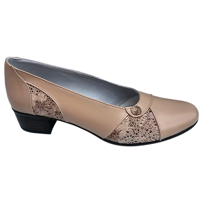 Pantofi bej dame cu toc patrat din piele naturala marimi intre 35 si 41 - imagine 2