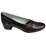 Pantofi cu toc masiv de dama din piele naturala maro croco intre 36 si 41 - imagine 2