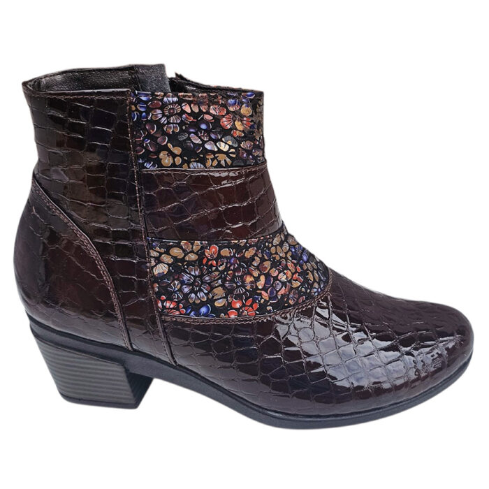 Botine dama cu toc gros din piele naturala croco maro intre 35 si 42 - imagine 2