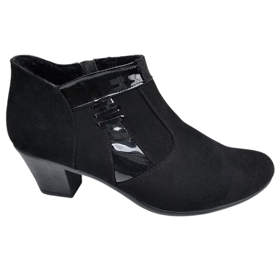 botine-scurte-cu-toc-masiv-din-piele-naturala-intoarsa-negre-intre-35-si-41 LICHIDARE-Botine scurte cu toc masiv din piele naturala intoarsa negre marimea 35 - imagine 1