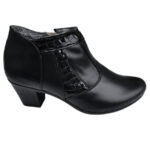 Botine scurte cu toc masiv din piele naturala neagra intre 35 si 41 - imagine 2