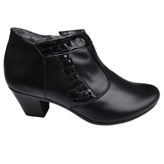 Botine scurte cu toc masiv din piele naturala neagra intre 35 si 41 - imagine 2
