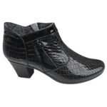 Botine scurte cu toc masiv din piele naturala neagra lacuita intre 35 si 41 - imagine 2