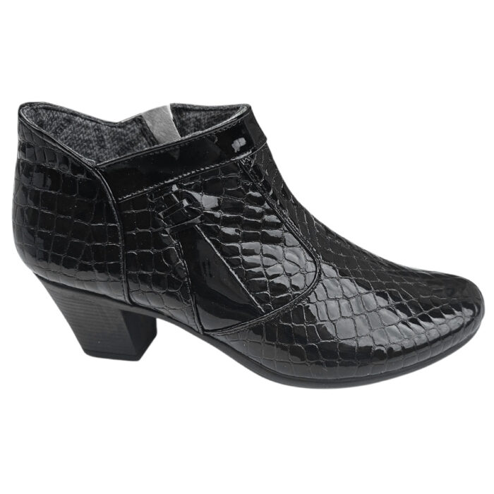 Botine scurte cu toc masiv din piele naturala neagra lacuita intre 35 si 41 - imagine 2