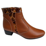 Botine dama cu toc patrat din piele naturala maro vatuite intre 35 si 41 - imagine 2