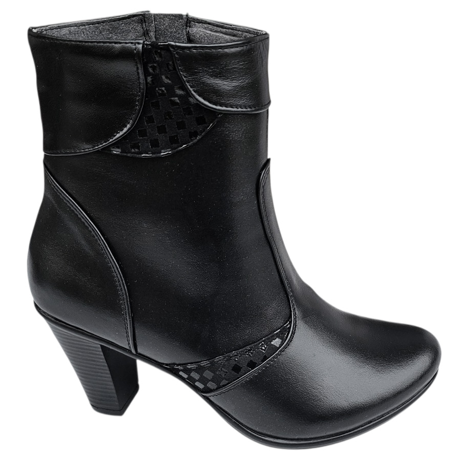 botine-dama-elegante-cu-toc-din-piele-naturala-negre-intre-35-si-41 LICHIDARE Botine dama elegante cu toc din piele naturala negre marimea 39 - imagine 1