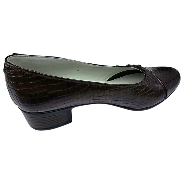 Pantofi cu toc masiv de dama din piele naturala maro croco intre 36 si 41 - imagine 3