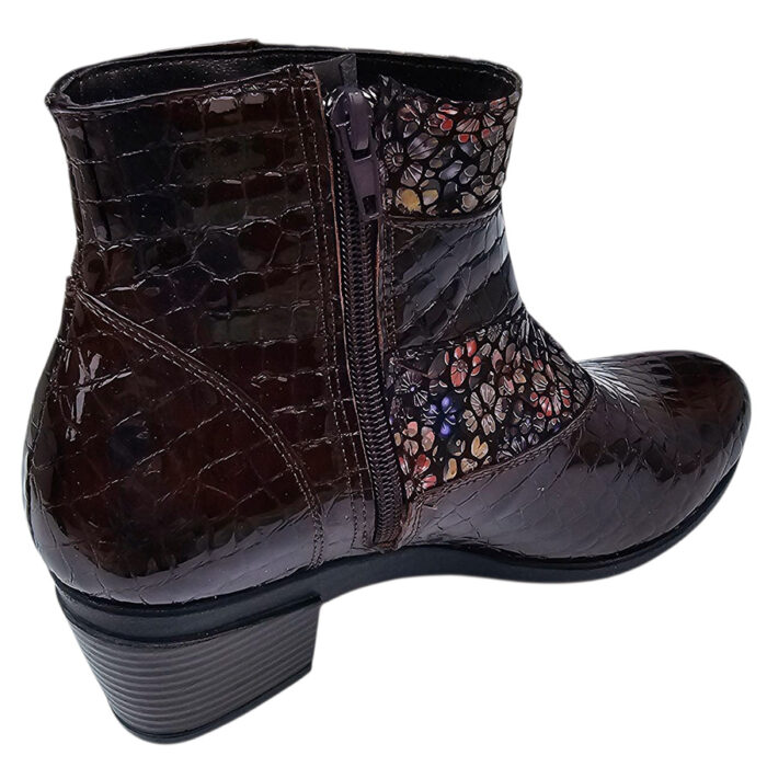 Botine dama cu toc gros din piele naturala croco maro intre 35 si 42 - imagine 3