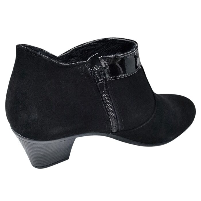 LICHIDARE-Botine scurte cu toc masiv din piele naturala intoarsa negre marimea 35 - imagine 2