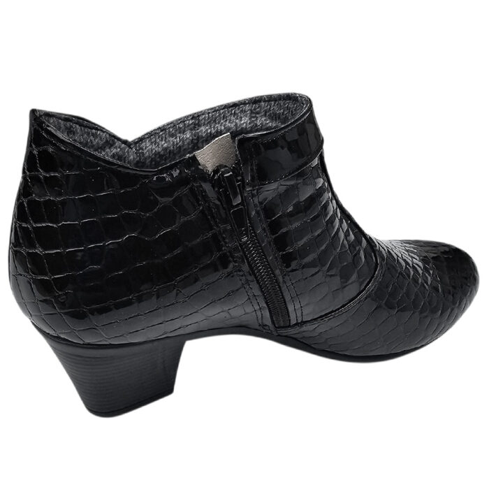 Botine scurte cu toc masiv din piele naturala neagra lacuita intre 35 si 41 - imagine 3