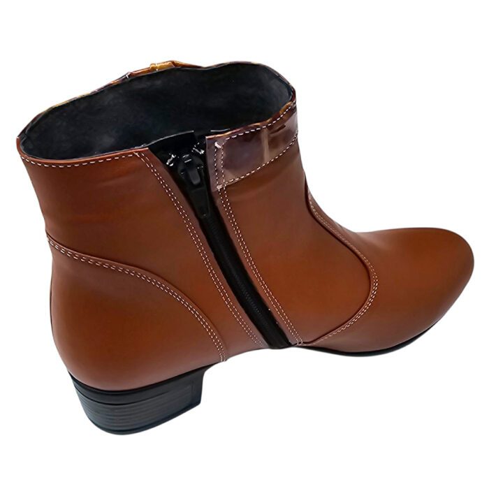 Botine dama cu toc patrat din piele naturala maro vatuite intre 35 si 41 - imagine 3