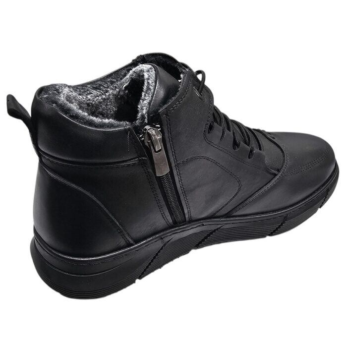 Ghete sport negre din piele naturala imblanite cu siret si fermoar marimi intre 40 si 44 - imagine 3
