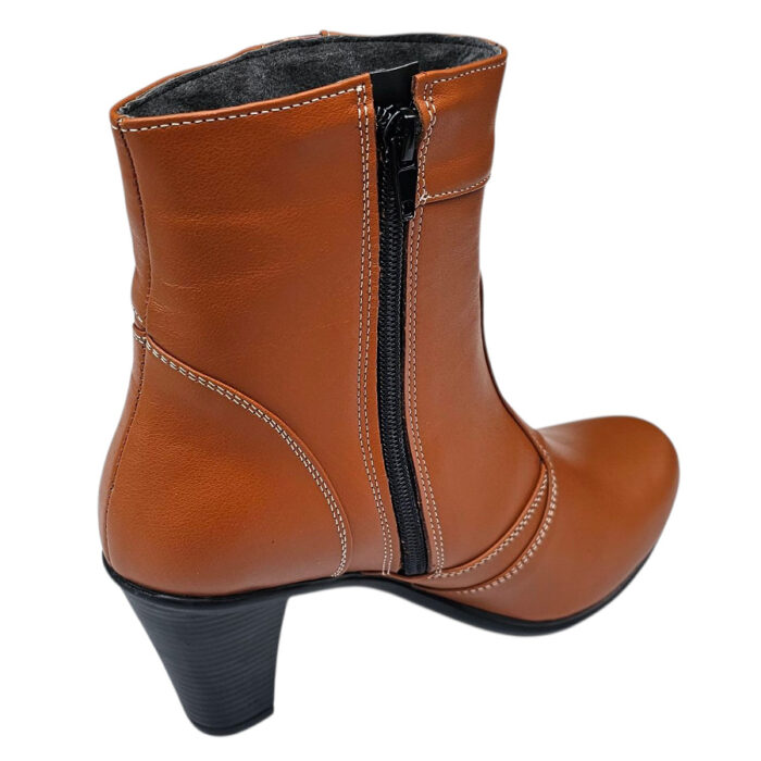 Botine dama elegante cu toc din piele naturala maro intre 36 si 41 - imagine 3