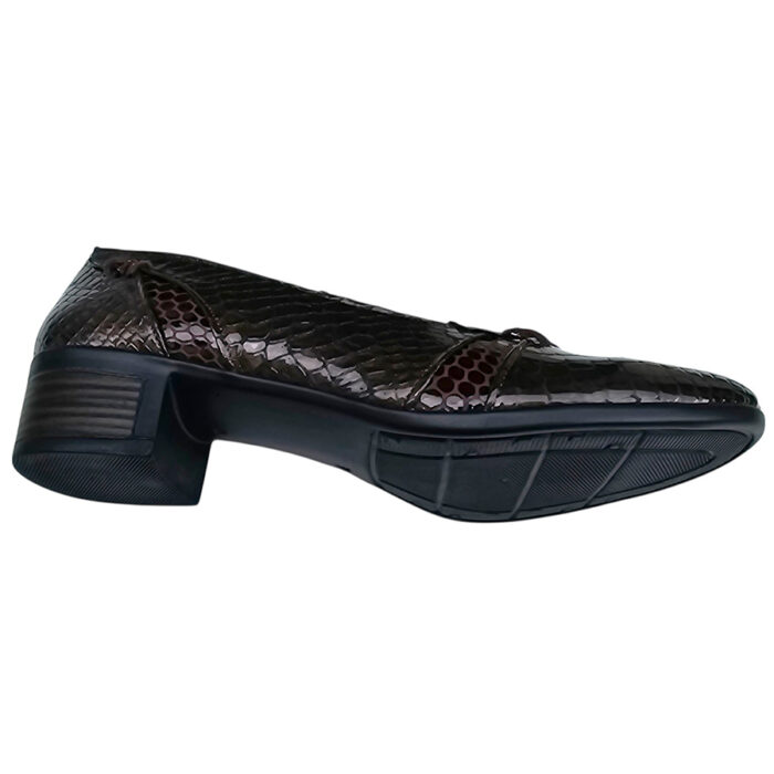Pantofi cu toc masiv de dama din piele naturala maro croco intre 36 si 41 - imagine 4