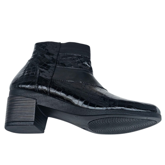Botine dama cu toc gros din piele naturala croco negre intre 35 si 42 - imagine 4