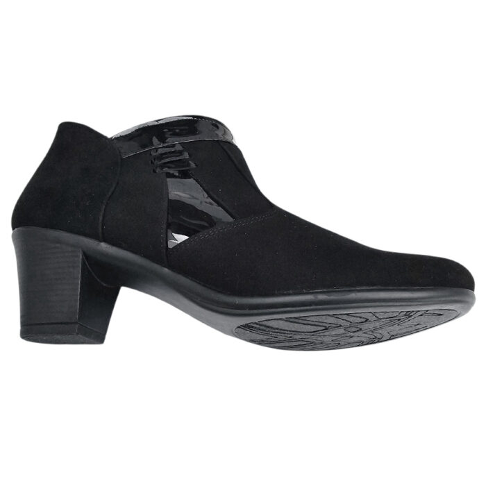 LICHIDARE-Botine scurte cu toc masiv din piele naturala intoarsa negre marimea 35 - imagine 3