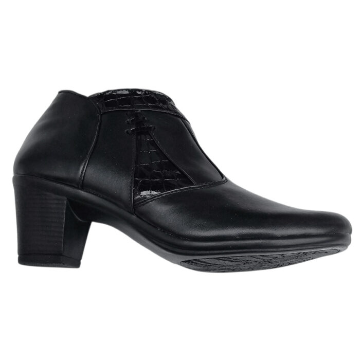 Botine scurte cu toc masiv din piele naturala neagra intre 35 si 41 - imagine 4