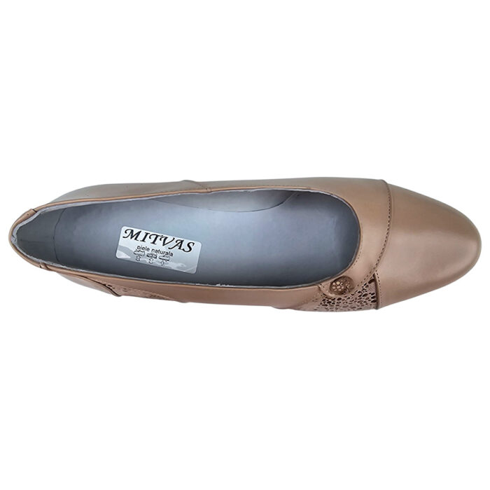 Pantofi bej dame cu toc patrat din piele naturala marimi intre 35 si 41 - imagine 5