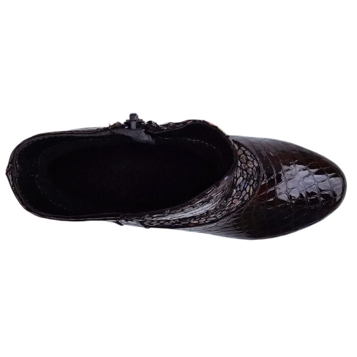 Botine dama cu toc gros din piele naturala croco maro intre 35 si 42 - imagine 5
