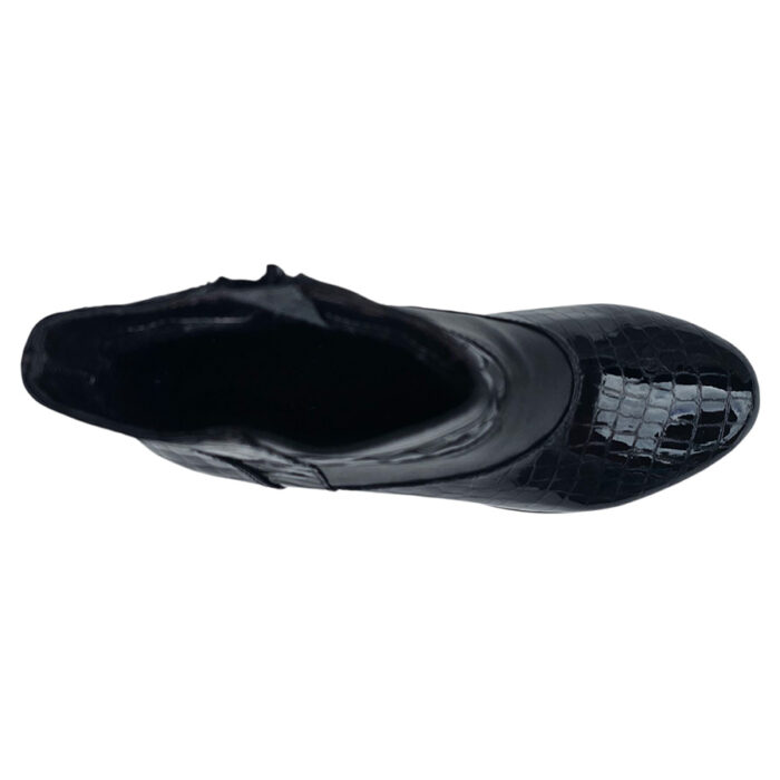 Botine dama cu toc gros din piele naturala croco negre intre 35 si 42 - imagine 5