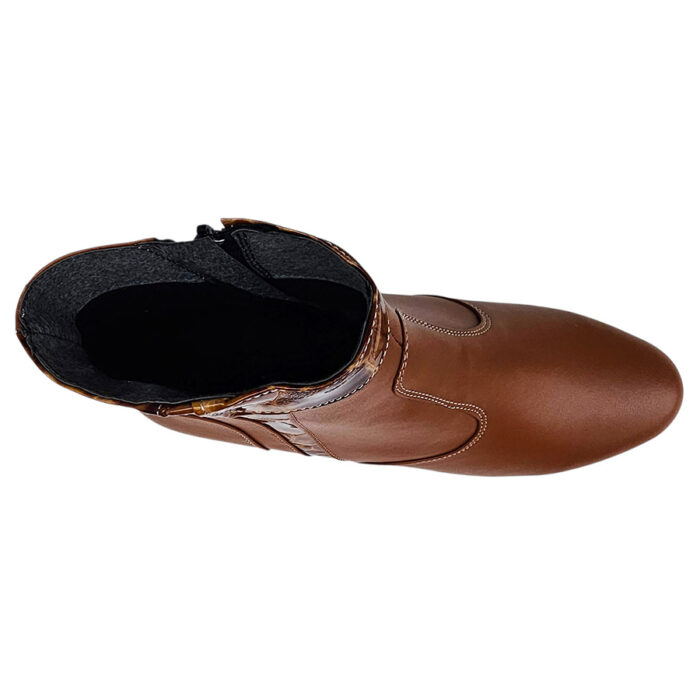 Botine dama cu toc patrat din piele naturala maro vatuite intre 35 si 41 - imagine 5