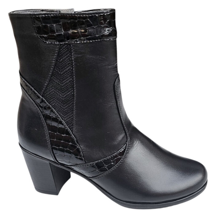 Cizmulite elegante dama din piele naturala negre vatuite cu toc masiv intre 35 si 40 - imagine 2