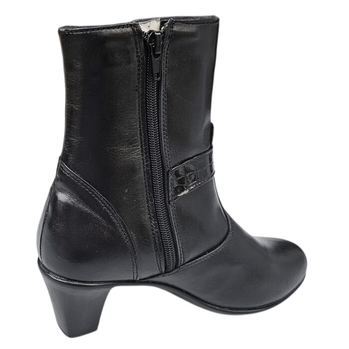 Cizmulite elegante dame din piele naturala negre vatuite cu toc masiv intre 35 si 40 - imagine 3