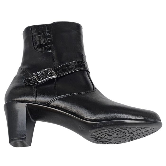 Cizmulite elegante dame din piele naturala negre vatuite cu toc masiv intre 35 si 40 - imagine 4