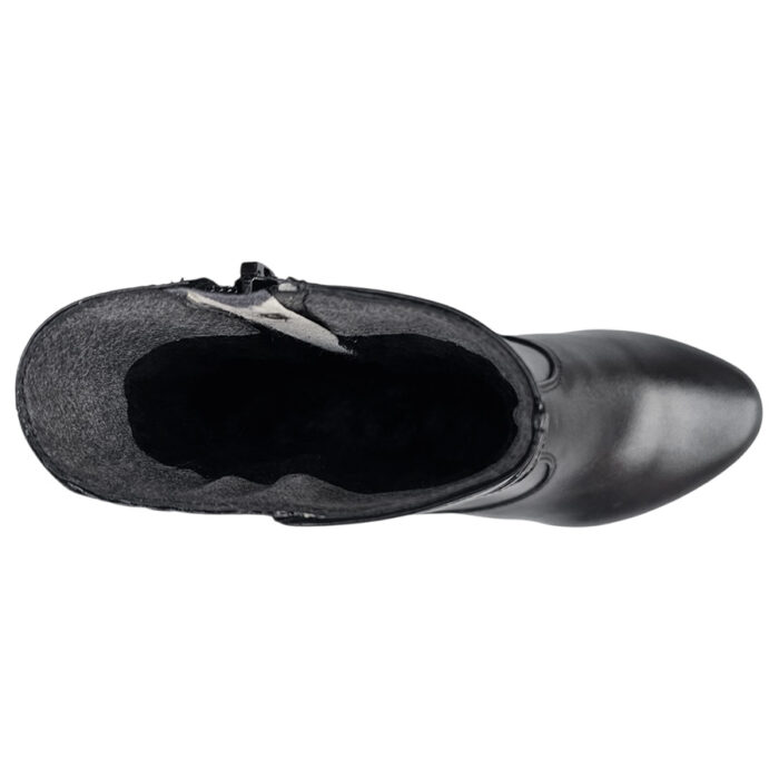 Cizmulite elegante dame din piele naturala negre vatuite cu toc masiv intre 35 si 40 - imagine 5