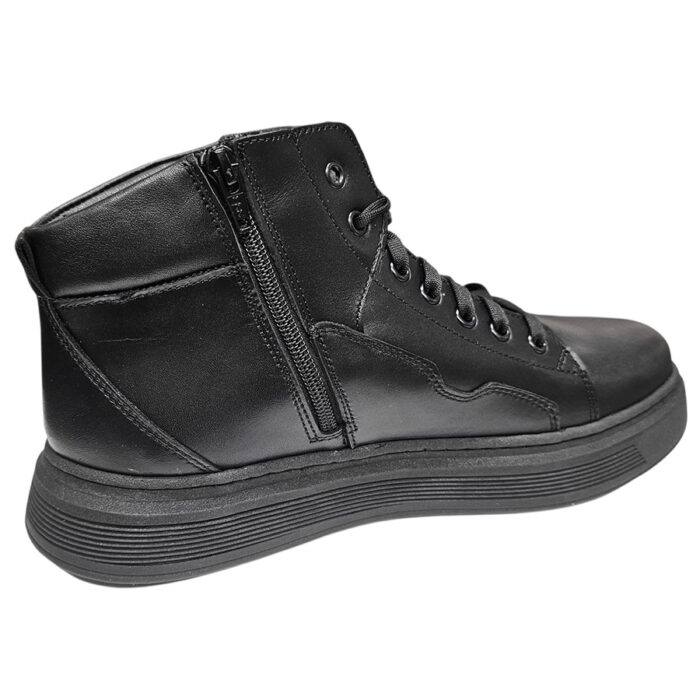 Ghete negre sport din piele naturala imblanite cu siret si fermoar intre 40 si 44 - imagine 3