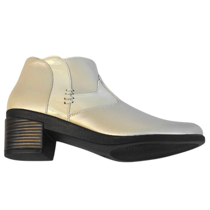 LICHIDARE Botine dama scurte din piele naturala crem cu toc patrat marimea 38 - imagine 3