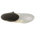 LICHIDARE Botine dama scurte din piele naturala crem cu toc patrat marimea 38 - imagine 4