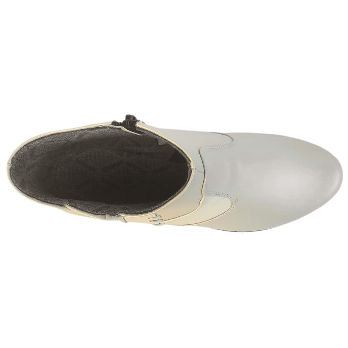 LICHIDARE Botine dama scurte din piele naturala crem cu toc patrat marimea 38 - imagine 4