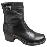 Ghete dame din piele naturala negre cu toc masiv intre 36 si 40 - imagine 5
