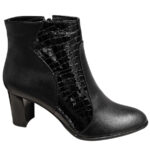 Botine dame elegante din piele naturala negre vatuite cu toc aplicat intre 35 si 40 - imagine 2