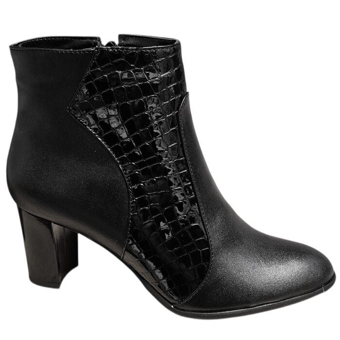 Botine dame elegante din piele naturala negre vatuite cu toc aplicat intre 35 si 40 - imagine 2