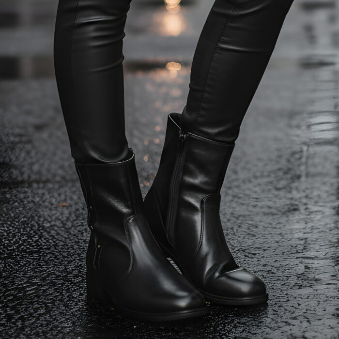 Cizme dame scurte din piele naturala negre imblanite intre 35 si 40 - imagine 3