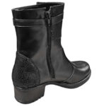 Ghete dame din piele naturala negre cu toc masiv intre 36 si 40 - imagine 2