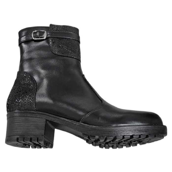 Ghete dame din piele naturala negre cu toc masiv intre 36 si 40 - imagine 3