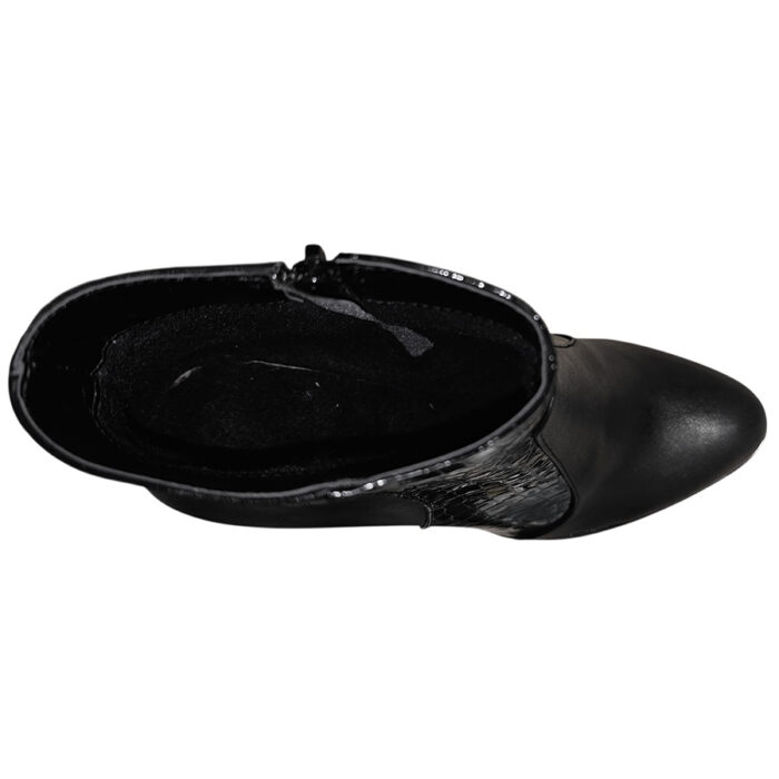 Botine dame elegante din piele naturala negre vatuite cu toc aplicat intre 35 si 40 - imagine 5