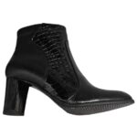Botine dame elegante din piele naturala negre vatuite cu toc aplicat intre 35 si 40 - imagine 4