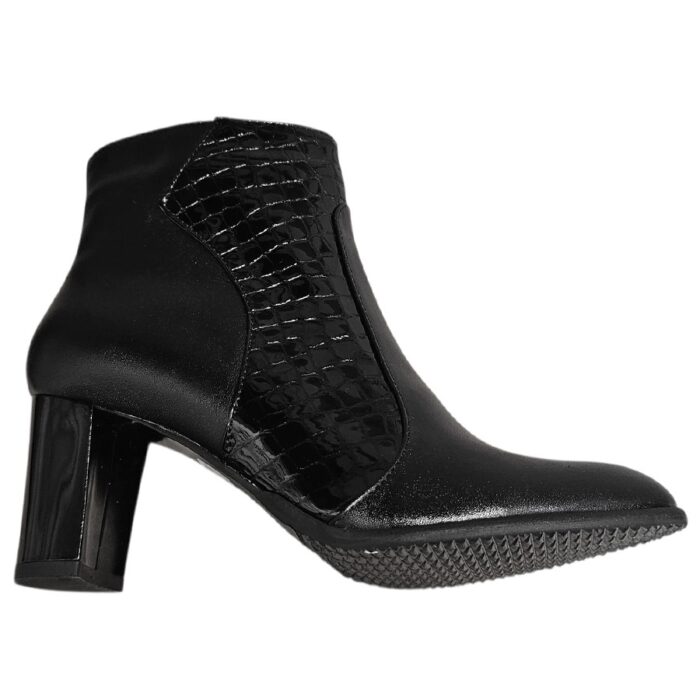 Botine dame elegante din piele naturala negre vatuite cu toc aplicat intre 35 si 40 - imagine 4