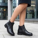 Ghete scurte dama imblanite din piele naturala negre intre 36 si 40