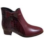 Botine dama scurte elegante cu funda din piele naturala bordo imblanite cu toc gros intre 34 si 40 - imagine 2