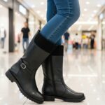 Cizme trei sferturi dama din piele naturala negre vatuite intre 36 si 40