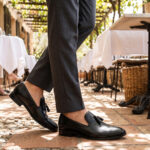 Pantofi eleganti negri cu ciucuri din piele naturala marimi intre 40 si 45