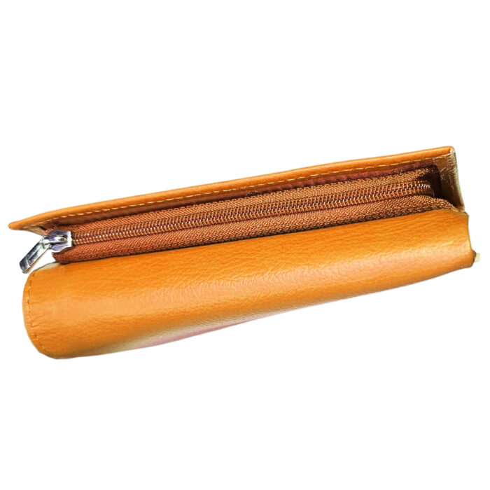 Portofel dama orange din piele naturala - imagine 2