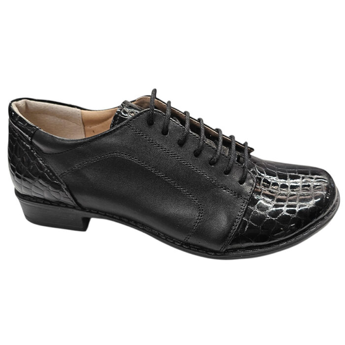 Pantofi dama piele naturala neteda neagra croco marimi intre 35 si 40 - imagine 2