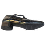 Pantofi dama cu curea si catarama negri cu toc mic din piele naturala croco marimi intre 35 si 41 - imagine 4